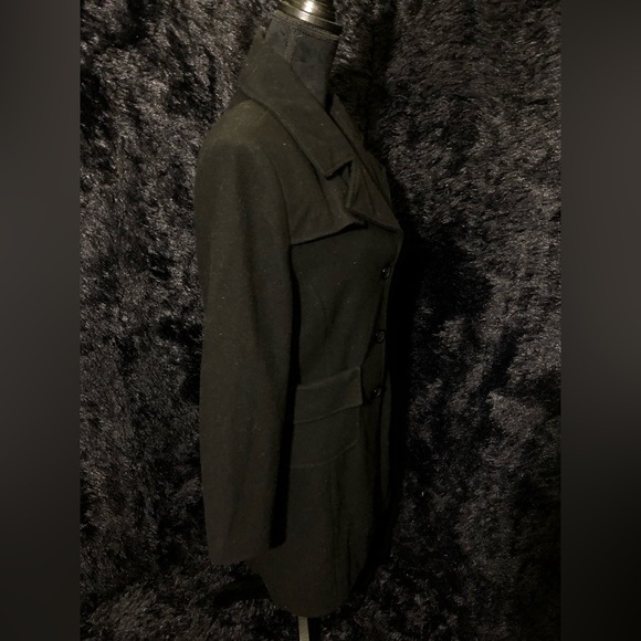 Black Winter Coat Jennyfer J brand 50/50 Wool/Polyester Women’s Size Small - Picture 2 of 7